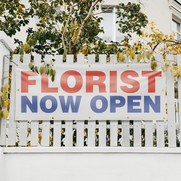 Signmission Florist Now Open, 48 Inch x 120 Inch, Vinyl Banner - B-120-30638