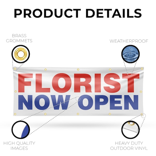 Signmission Florist Now Open, 48 Inch x 120 Inch, Vinyl Banner - B-120-30638