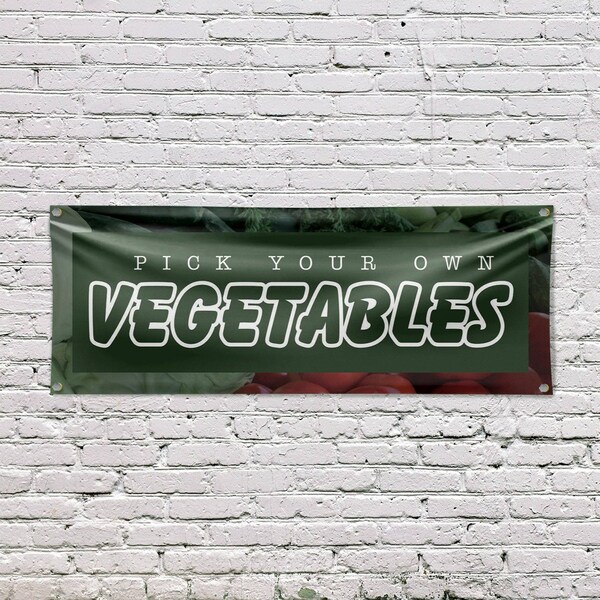 Signmission Pick Your Own Vegetables, 18 Inch x 48 Inch, Vinyl Banner - B-30801