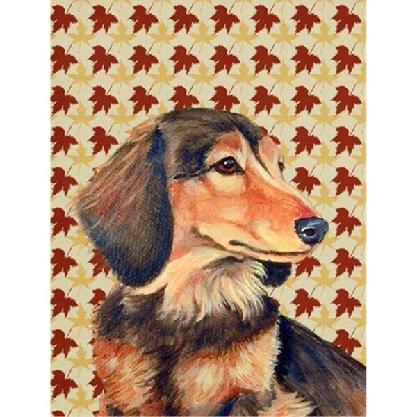 Carolines Treasures 28 x 40 In. Dachshund Fall Leaves Portrait Flag Canvas- House Size - LH9121CHF