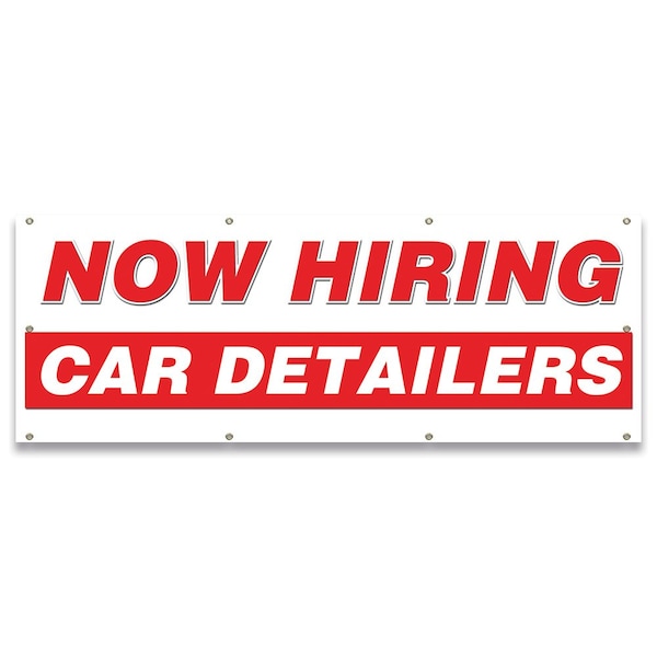 Signmission Now Hiring Car Detailers Banner Apply Inside Accepting Application Single Sided - B-96-30209