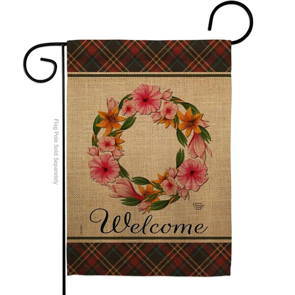 Collection Lily Wreath Floral Double-Sided Decorative Garden Flag, Orange - G192235-BO
