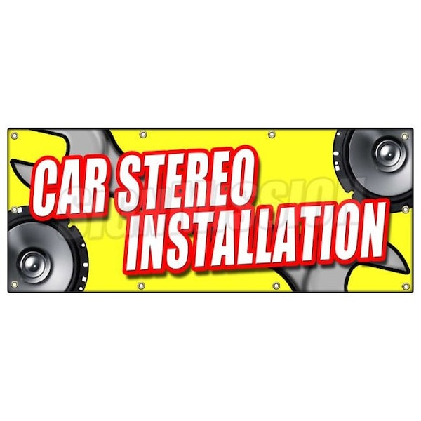 Signmission CAR STEREO INSTALLATIONBANNER SIGN sales service mp3 repair amps deck - B-96 CAR STEREO INSTALLATION