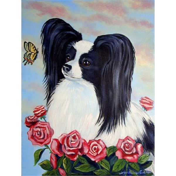 Patioplus 11 x 15 in. Black And White Papillon In Roses Flag Garden Size - PA55280