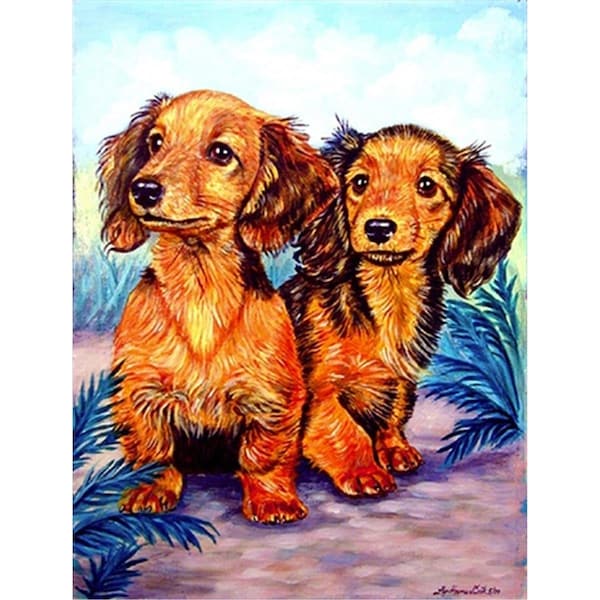 Patioplus 11 x 15 in. Long Hair Red Dachshund Flag Garden Size - PA10900
