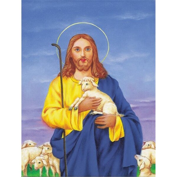 Patioplus Jesus the Good Shepherd Holding a Lamb Flag Canvas House Size - PA720188