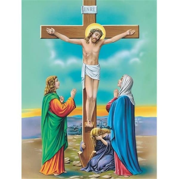 Carolines Treasures Carolines Treasures APH1307CHF Jesus on the Cross Crucifixion Flag Canvas House Size - APH1307CHF