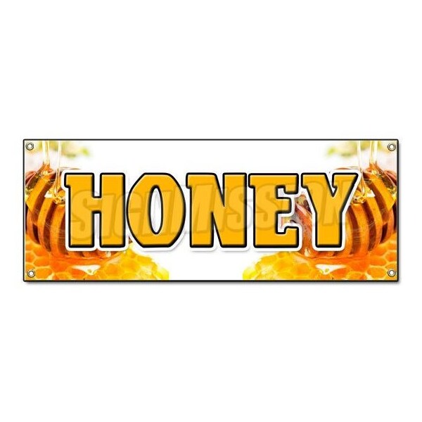 Signmission HONEY BANNER SIGN fresh bee hive clover honeycomb orange blossom wildflower - B-HONEY