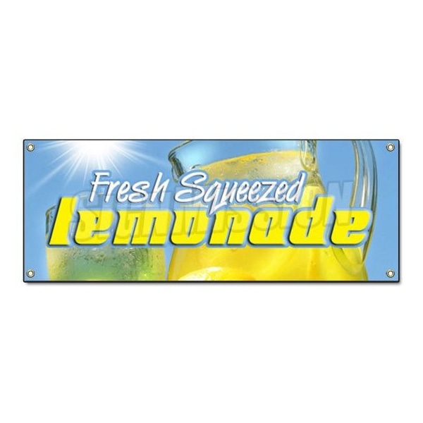 Signmission Lemonade Banner Heavy Duty 13 Oz Vinyl with Grommets Single Sided - B-LEMONADE