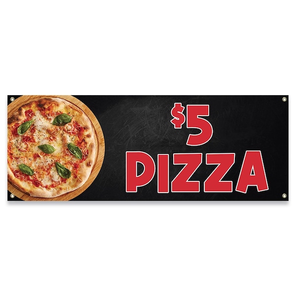 Signmission $5 Pizza Banner Concession Stand Food Truck Single Sided - B-30004