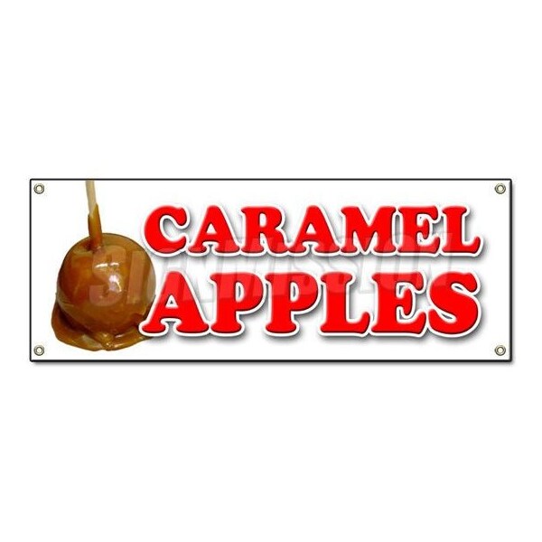 Signmission CARAMEL APPLES BANNER SIGN candy apple cart signs fresh candy fruit produce - B-CARAMEL APPLES