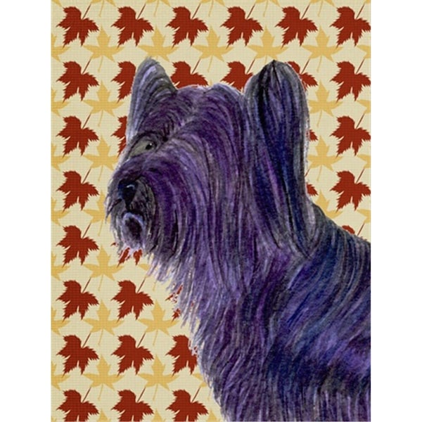 Carolines Treasures 15 x 15 in. Skye Terrier Fall Leaves Portrait Flag Garden Size - SS4393GF
