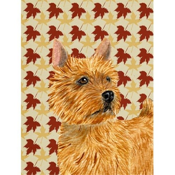 Carolines Treasures Carolines Treasures SS4357CHF 40 x 40 in. Norwich Terrier Fall Leaves Portrait Flag Canvas House Size - SS4357CHF