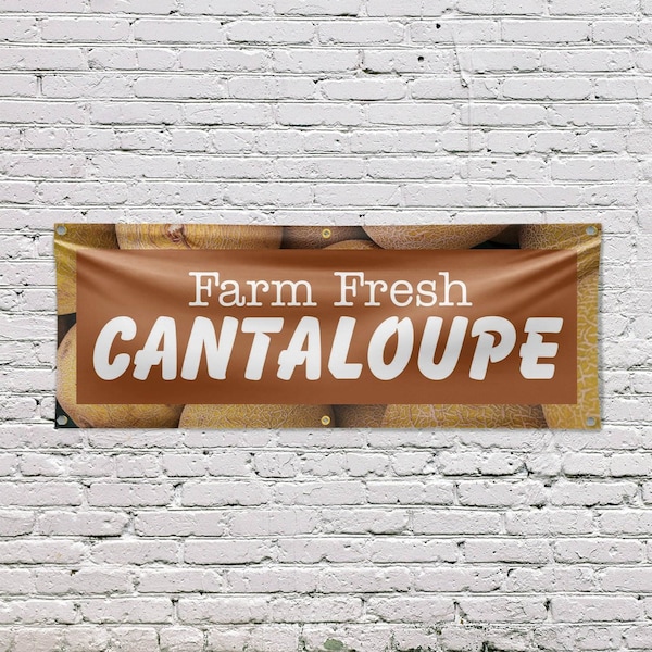 Signmission Farm Fresh Cantaloupe, 24 Inch x 72 Inch, Vinyl Banner - B-72-30584