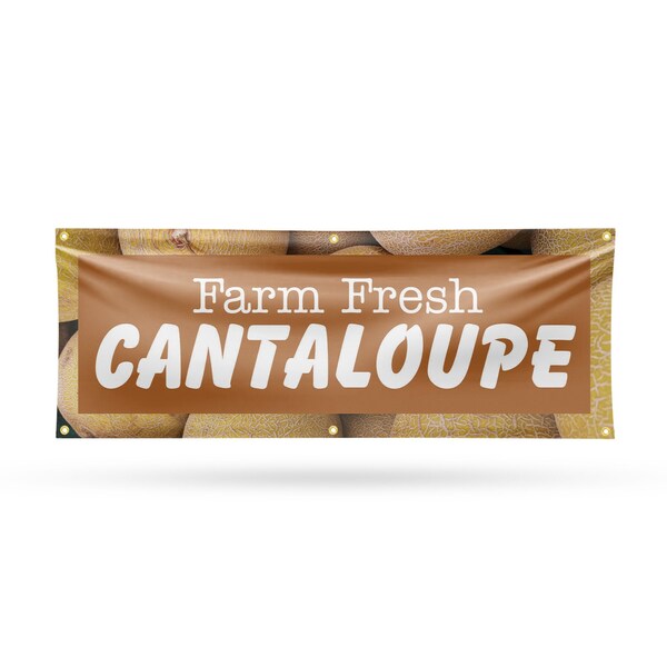 Signmission Farm Fresh Cantaloupe, 24 Inch x 72 Inch, Vinyl Banner - B-72-30584