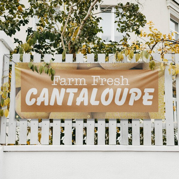 Signmission Farm Fresh Cantaloupe, 24 Inch x 72 Inch, Vinyl Banner - B-72-30584