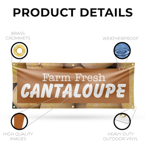 Signmission Farm Fresh Cantaloupe, 24 Inch x 72 Inch, Vinyl Banner - B-72-30584
