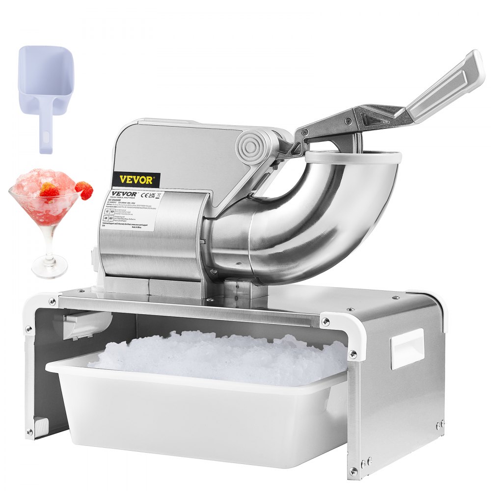VEVOR Ice Crushers Machine, 661lbs Per Hour Electric Snow Cone Maker with 4 Blades, Stainless Steel Shaved Ice Machine with Cover, 300W Ice Shaver Machine for Margaritas, Home and Commercial Use - BBJ300KGH300WK10OV1