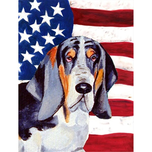 Patioplus 11 x 15 in. USA American Flag with Basset Hound Garden Size Flag - PA631262