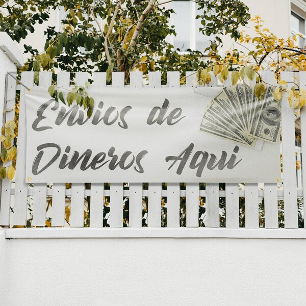 Signmission Envios de Dineros Aqui, 18 Inch x 48 Inch, Vinyl Banner - B-30561