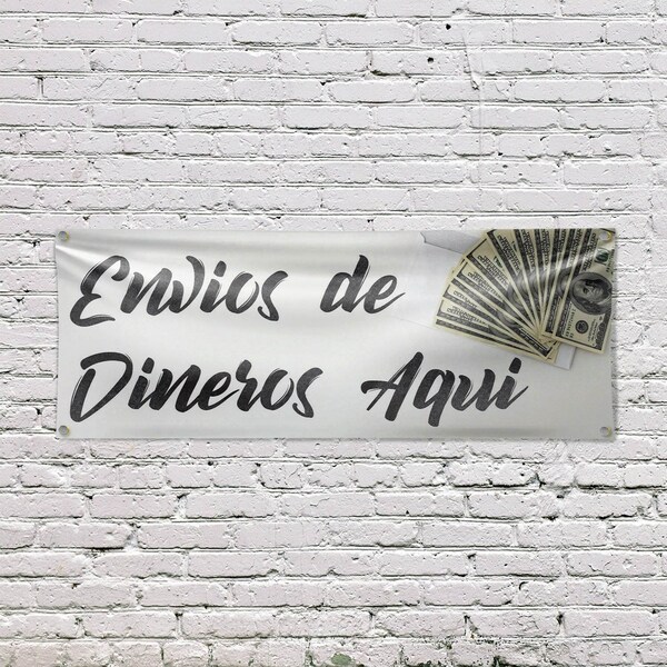 Signmission Envios de Dineros Aqui, 18 Inch x 48 Inch, Vinyl Banner - B-30561