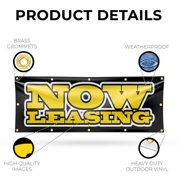 Signmission Now Leasing, 48 Inch x 120 Inch, Vinyl Banner - B-120-30762