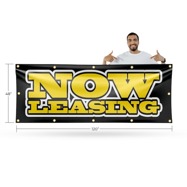 Signmission Now Leasing, 48 Inch x 120 Inch, Vinyl Banner - B-120-30762