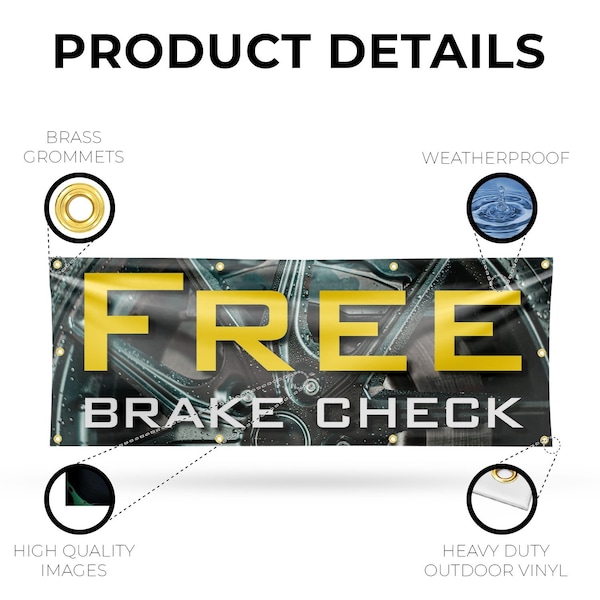 Signmission Free Brake Check, 36 Inch x 96 Inch, Vinyl Banner - B-96-30642