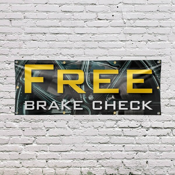 Signmission Free Brake Check, 36 Inch x 96 Inch, Vinyl Banner - B-96-30642