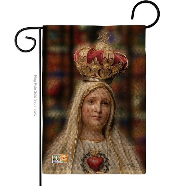 Gardencontrol 13 x 18.5 in. Our Lady of Fatima Burlap Inspirational Faith & Religious Impressions Decorative Vertical Double Sided Garden Flag - GA1486163