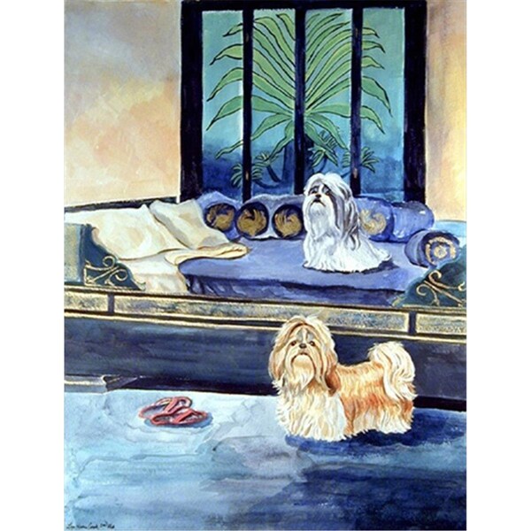 Carolines Treasures Shih Tzu Tan And Silver Flag Canvas - House Size - 7082CHF