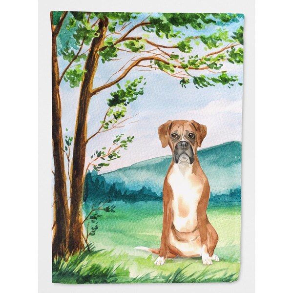 Carolines Treasures Under the Tree Boxer Flag Canvas House Size - CK2578CHF