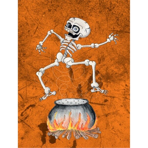 Patioplus Skeleton jumping from Witches Caldron Halloween Flag Garden Size - PA252087