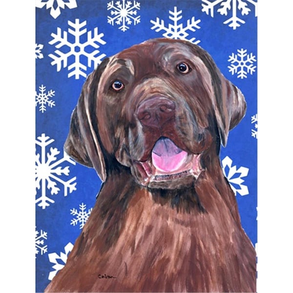 Carolines Treasures 28 x 40 in. Labrador Winter Snowflakes Holiday House Size Canvas Flag - SC9384CHF