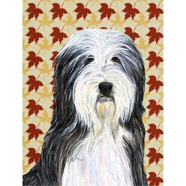 Carolines Treasures 40 x 40 in. Bearded Collie Fall Leaves Portrait Flag Canvas House Size - SS4359CHF
