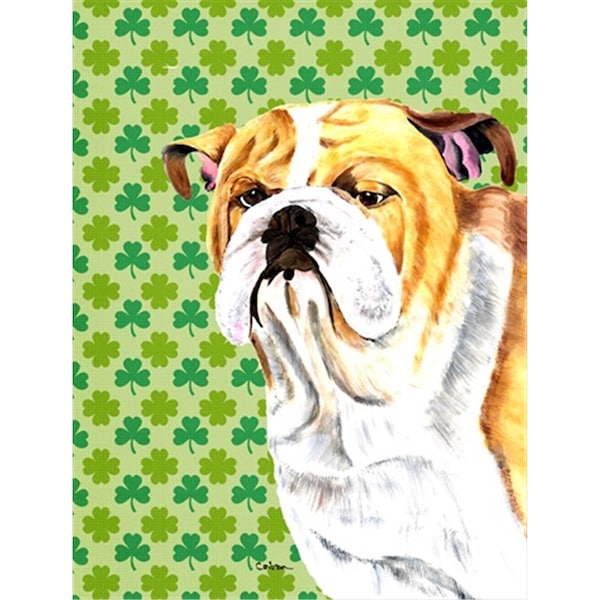 Patioplus 40 x 40 in. Bulldog English St. Patricks Day Shamrock House Size Canvas Flag - PA759078