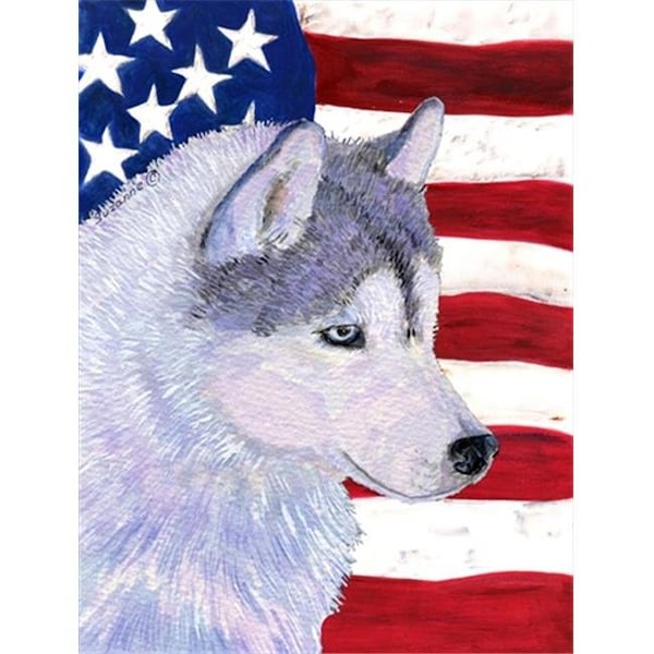 Carolines Treasures Carolines Treasures SS4220GF 11 x 15 in. Usa American Flag With Siberian Husky Flag Garden Size - SS4220GF