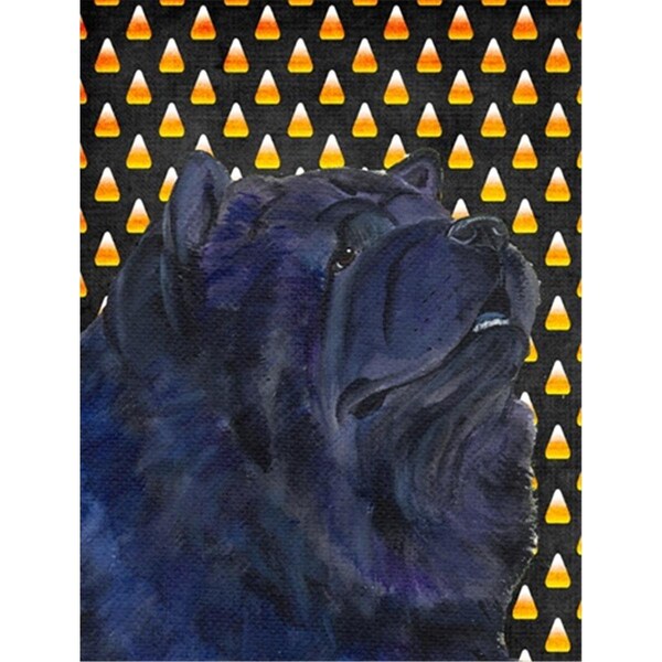 Patioplus Chow Chow Candy Corn Halloween Portrait Flag - Garden Size; 11 x 15 in. - PA892579