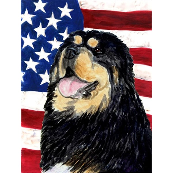 Patioplus 11 x 15 in. USA American Flag with Tibetan Mastiff Garden Size Flag - PA728827