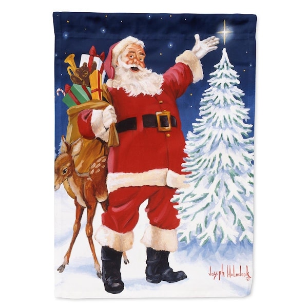 Carolines Treasures 28 x 0.01 x 40 in. Santa Claus Star Bright Canvas House Flag - PJH3026CHF