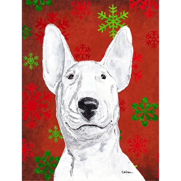 Patioplus Bull Terrier Red Snowflake Christmas Flag Garden Size - PA247915