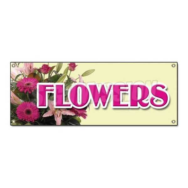Signmission FLOWERS BANNER SIGN floral flower shop signs florist roses fresh gift - B-FLOWERS