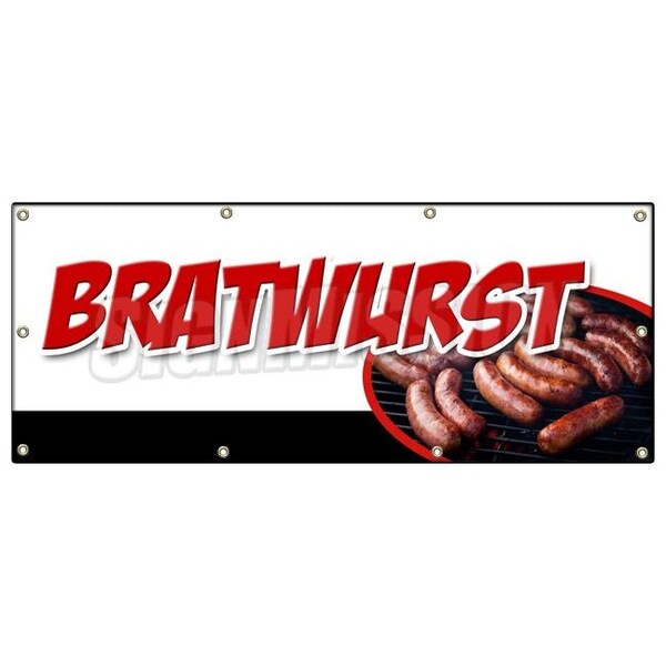 Signmission Bratwurst Banner Heavy Duty 13 Oz Vinyl with Grommets Single Sided - B-96 BRATWURST
