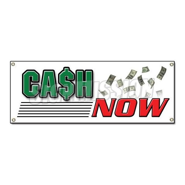 Signmission CASH NOW BANNER SIGN payday advance quick title pawn shop for gold today easy - B-CASH NOW