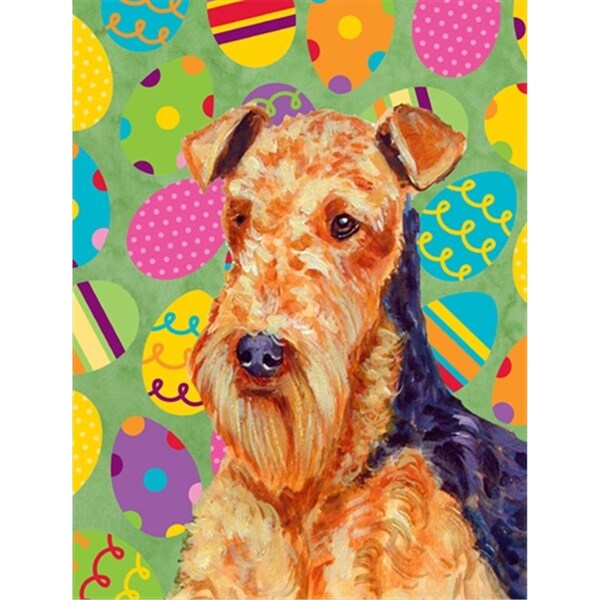 Patioplus 11 x 15 in. Airedale Easter Eggtravaganza Garden Size Flag - PA251893