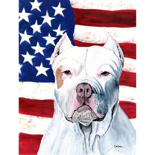 Carolines Treasures 11 x 15 in. Usa American Flag With Pit Bull Flag Garden Size - SC9026GF