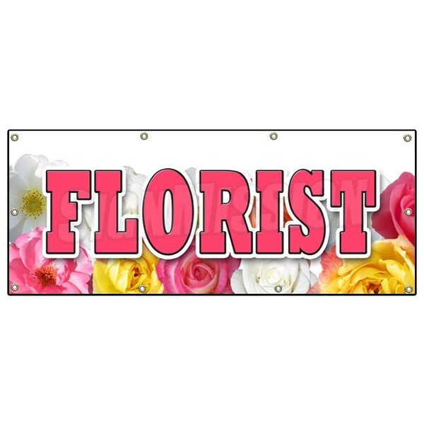 Signmission FLORIST BANNER SIGN rose flower shop arrangements delivery fresh plants - B-96 FLORIST