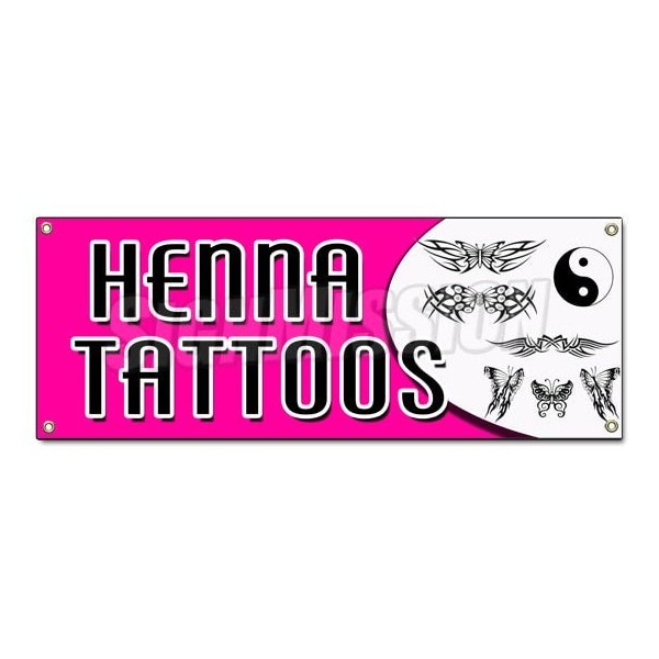 Signmission HENNA TATTOOS BANNER SIGN natural long lasting temporary parlor artist - B-HENNA TATTOOS
