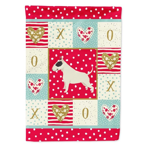 Carolines Treasures 11 x 0.01 x 15 in. Black & White Bull Terrier Love Garden Flag - CK5917GF