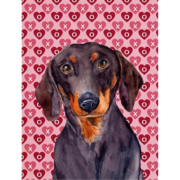 Patioplus 11 x 15 in. Dachshund Hearts Love And Valentines Day Portrait Flag Garden Size - PA754526